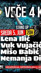 Stand up veče četiri komičara